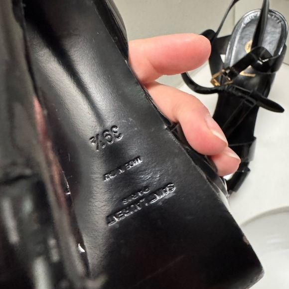 YSL Tribute 120 Patent Leather Platform Sandals - Picture 6 of 7